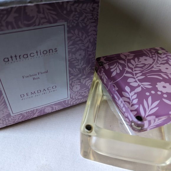 Demdaco Fuchsia Floral Trinket Box with Magnetic Lid - Picture 1 of 2